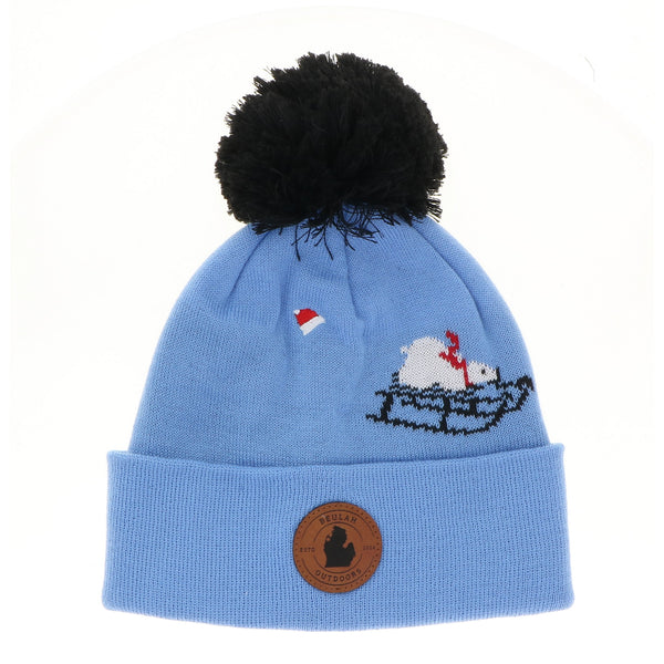 Youth Sledding Polar Bear Knit Cap