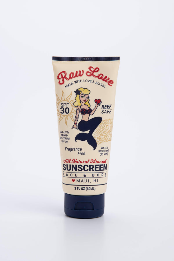 Raw Love 3 oz Reef-Safe Mineral Sunscreen – Unscented Tube