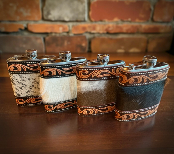 Cowhide Leather Western Flask