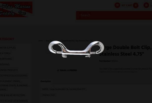 Double Bolt Clip Stainless Steel Large