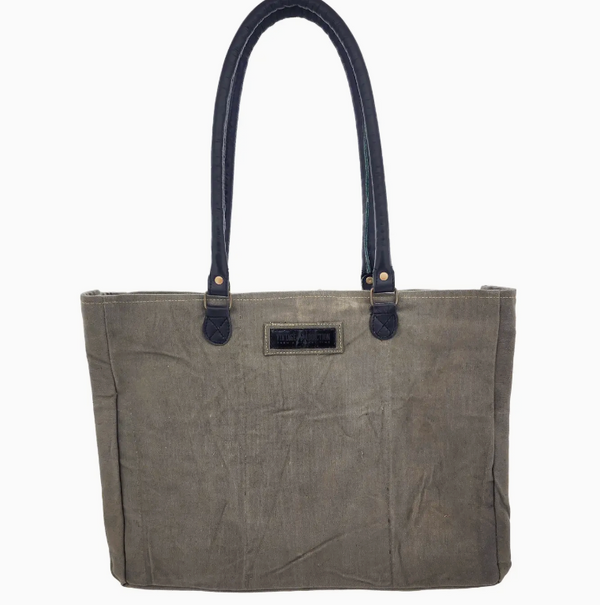 Recycled Military Tent Texas Longhorn Tote
