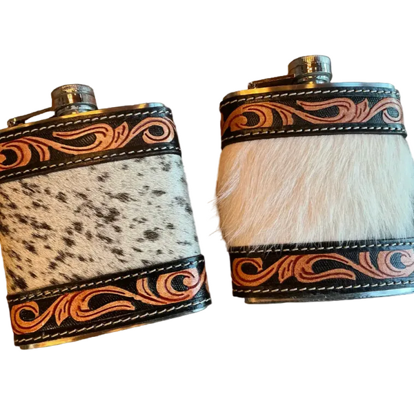 Cowhide Leather Western Flask