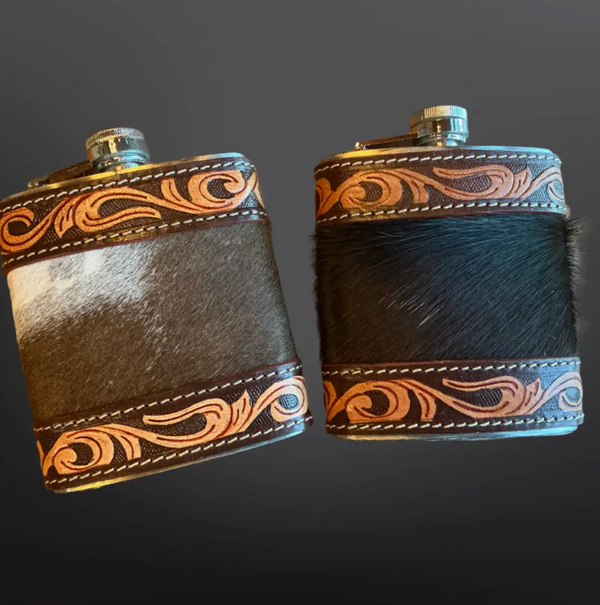 Cowhide Leather Western Flask