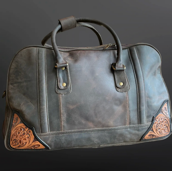 Western Leather Wheeled Carry On