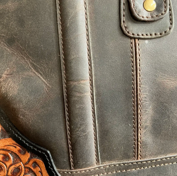 Western Leather Wheeled Carry On
