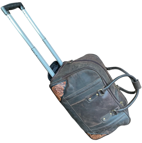 Western Leather Wheeled Carry On