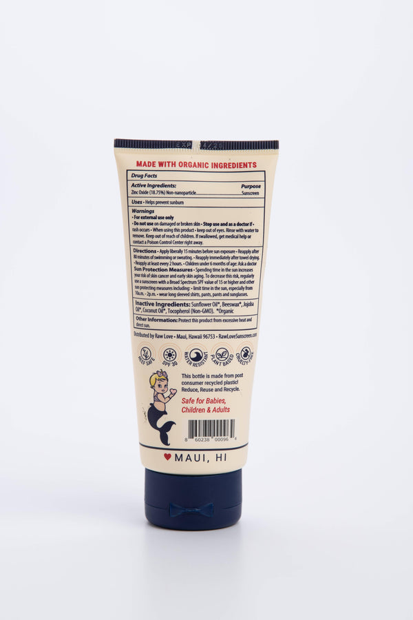 Raw Love 3 oz Reef-Safe Mineral Sunscreen – Unscented Tube