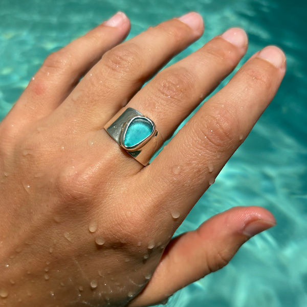 Blue Bold Sea Glass Band (Handmade)