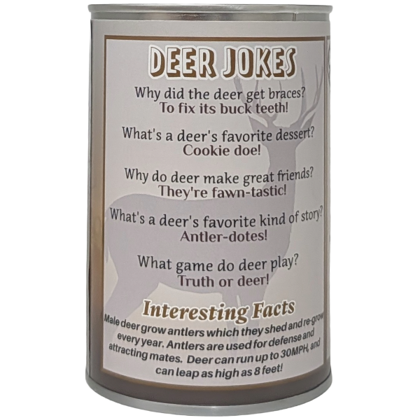 Canned Deer | Animal Plush w/Jokes | Unique Hunting Gift