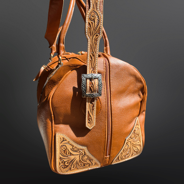 Western Tooled Leather Duffel Bag