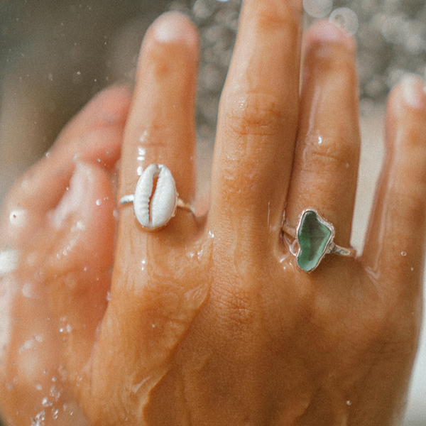 Green Sea Glass Ring (Handmade)