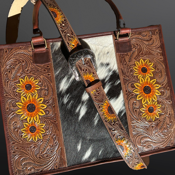 Sunflower Western Tooled purse