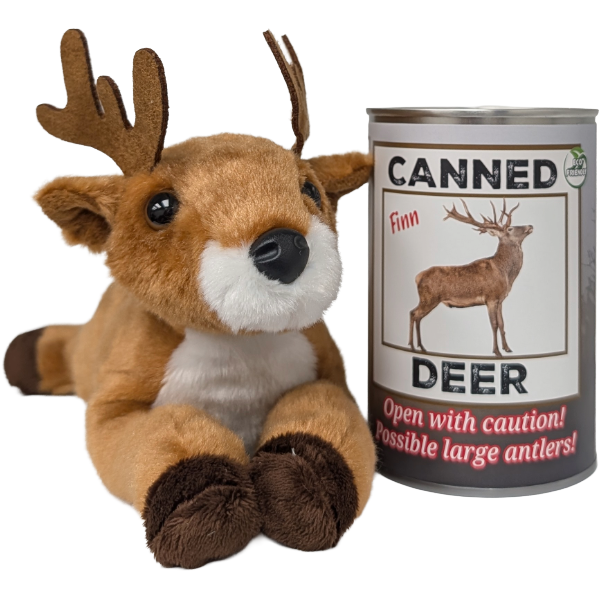Canned Deer | Animal Plush w/Jokes | Unique Hunting Gift