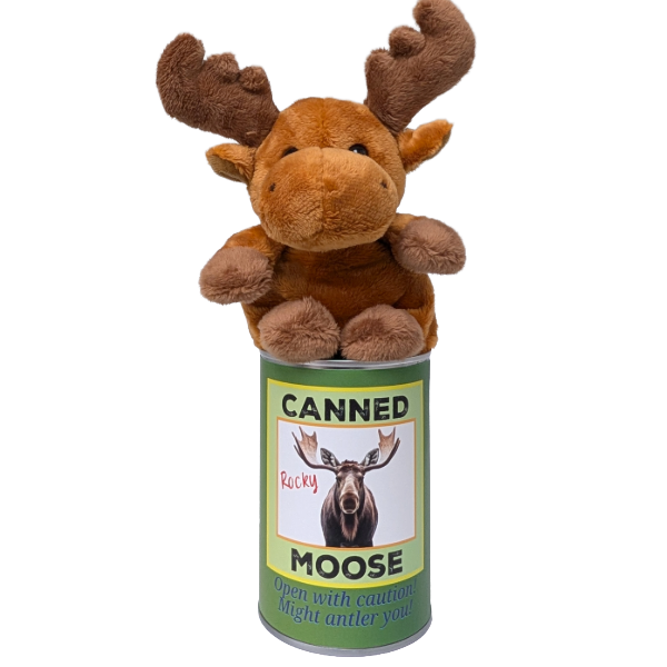Rocky the Canned Moose - Stuffed Animal Plush w/Funny Jokes