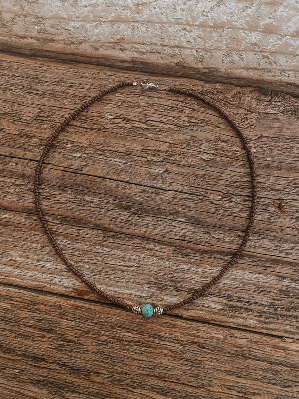 Single Turquoise Genuine Navajo Beaded Choker