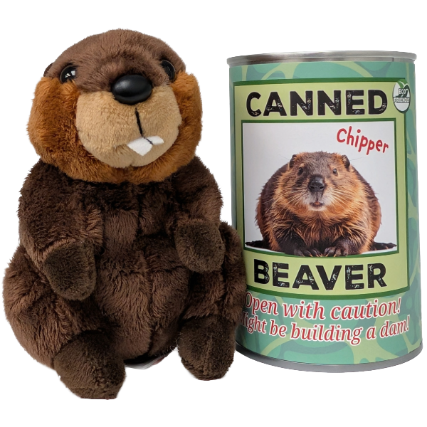 Chipper the Canned Beaver | Stuffed Animal Plush w/Jokes