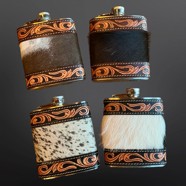 Cowhide Western Flask