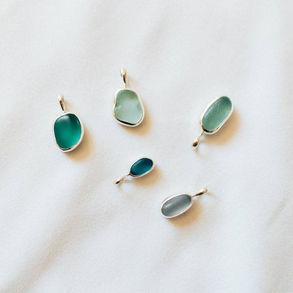 Blue Sea Glass Necklace (Handmade)