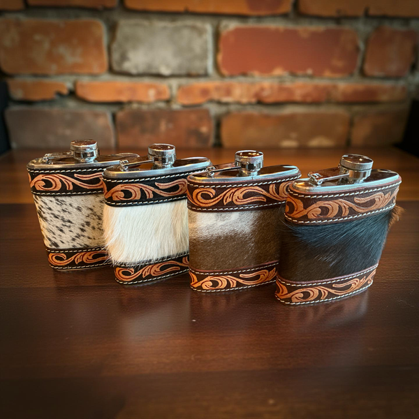 Cowhide Western Flask