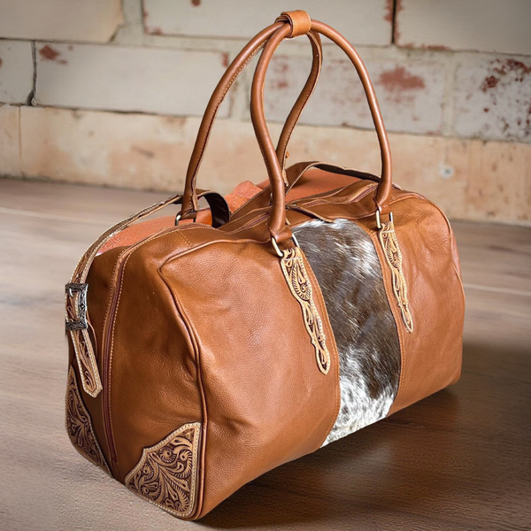 Western Tooled Leather Duffel Bag