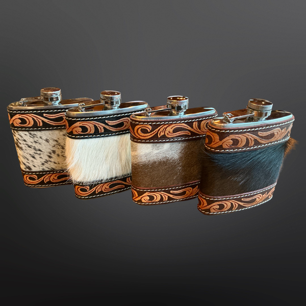 Cowhide Western Flask