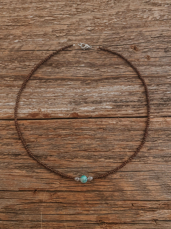 Single Turquoise Genuine Navajo Beaded Choker