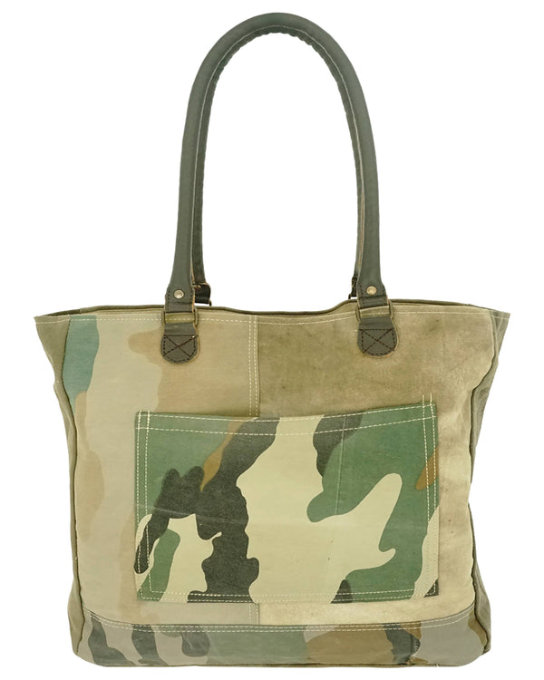 Recycled Tent Tote with Camouflage