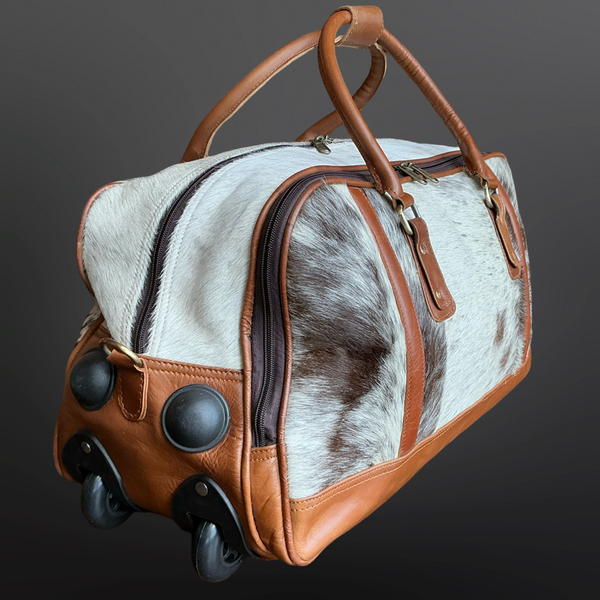 Western Cowhide Wheeled Duffel Bag Carry On